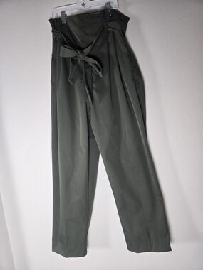 H&M Olive Green Paperbag Waist Straight Leg Pants